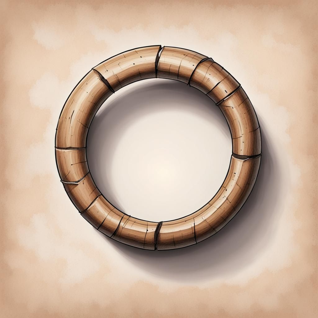 Cartoon Pencil Drawing of a Simple Wooden Ring