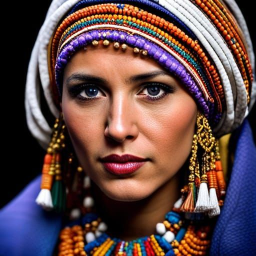 Berber Woman in Traditional Dress: Hyperrealistic Photoillus...