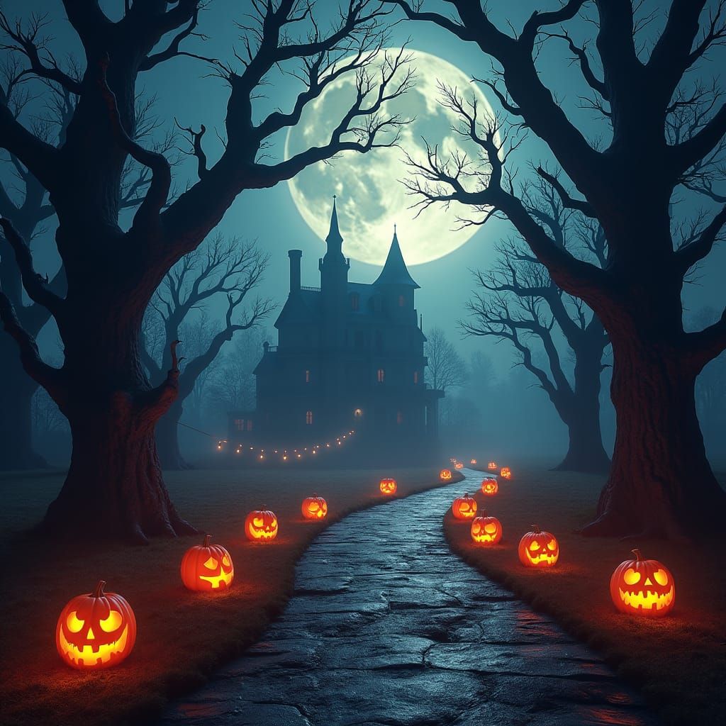 Eerie Halloween Night: A Matte Painting