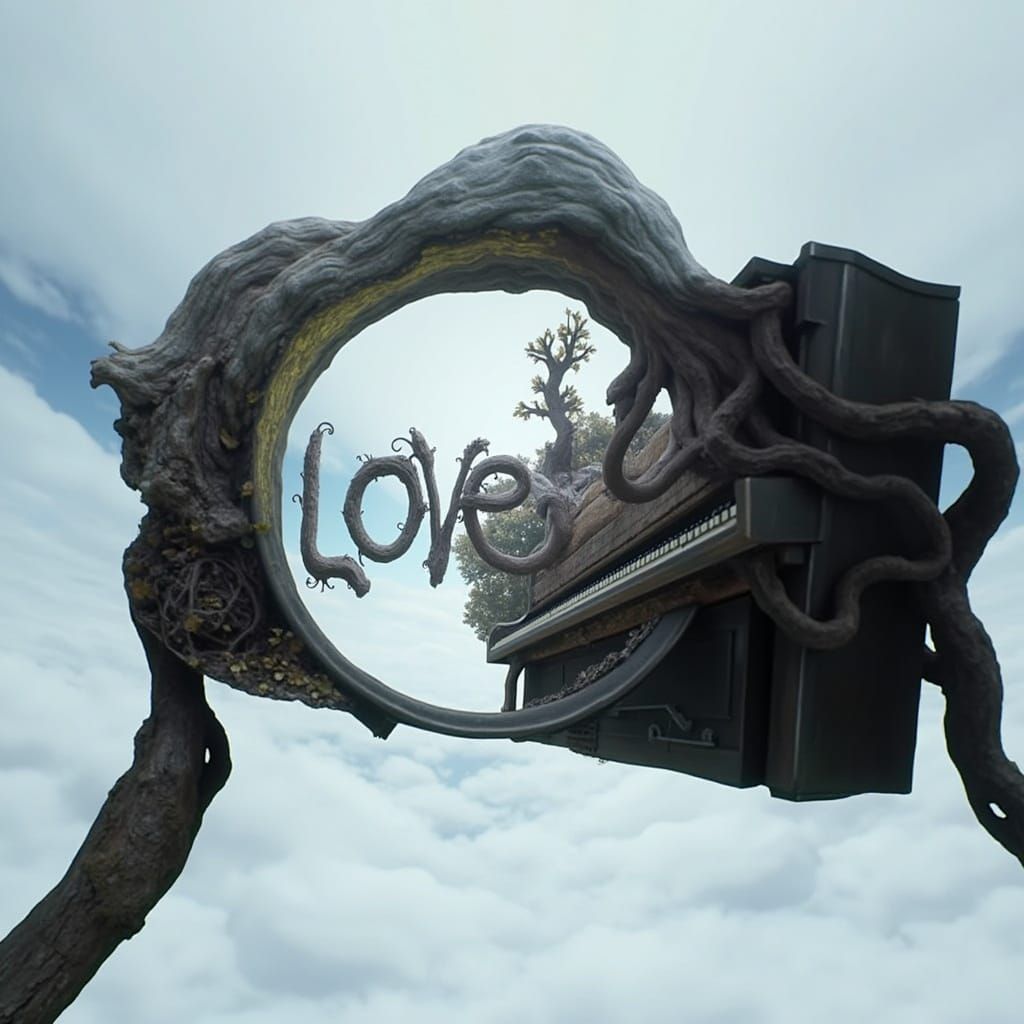 Ancient Tree Emerges from Vintage Piano in Whimsical Dance