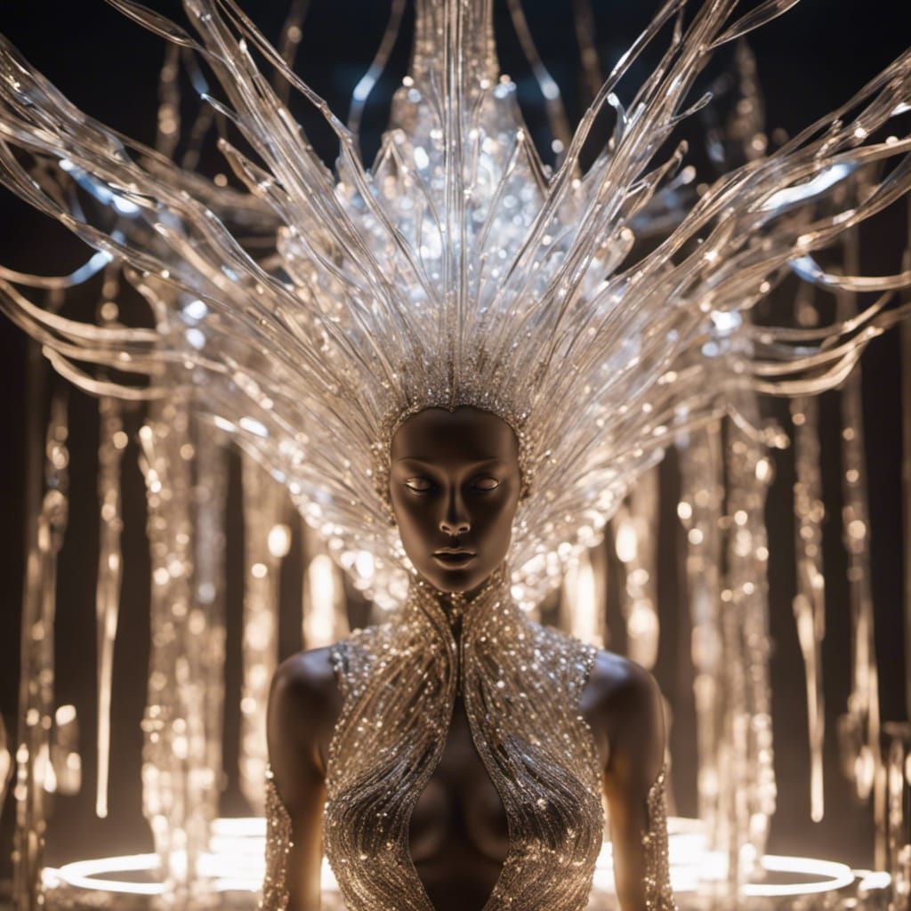 Crystalline Figure with Pulsating Aura: Modern Digital Art