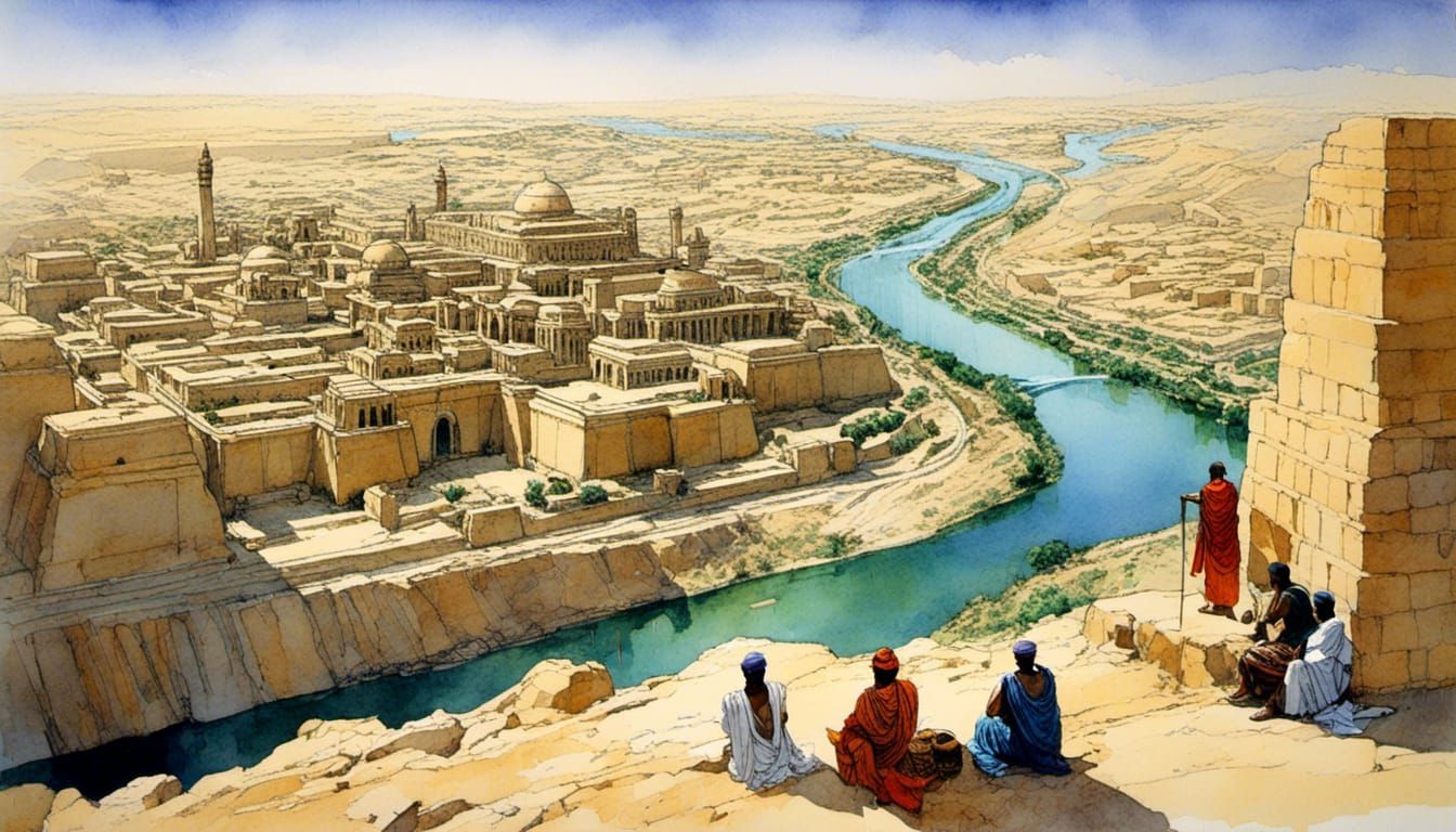 Rivers of Babylon: Epic Watercolor Masterpiece