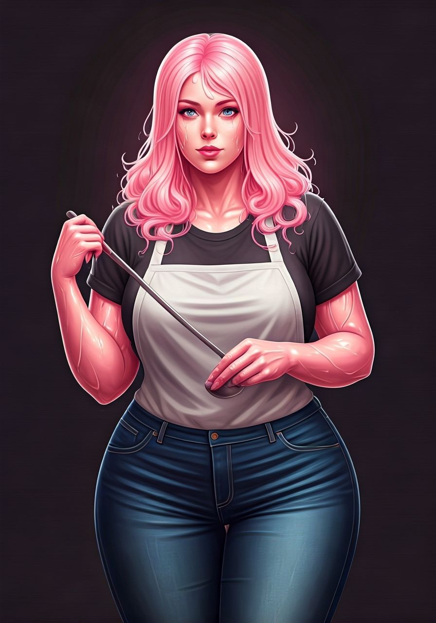 Surreal Slime Woman Holding Ladle