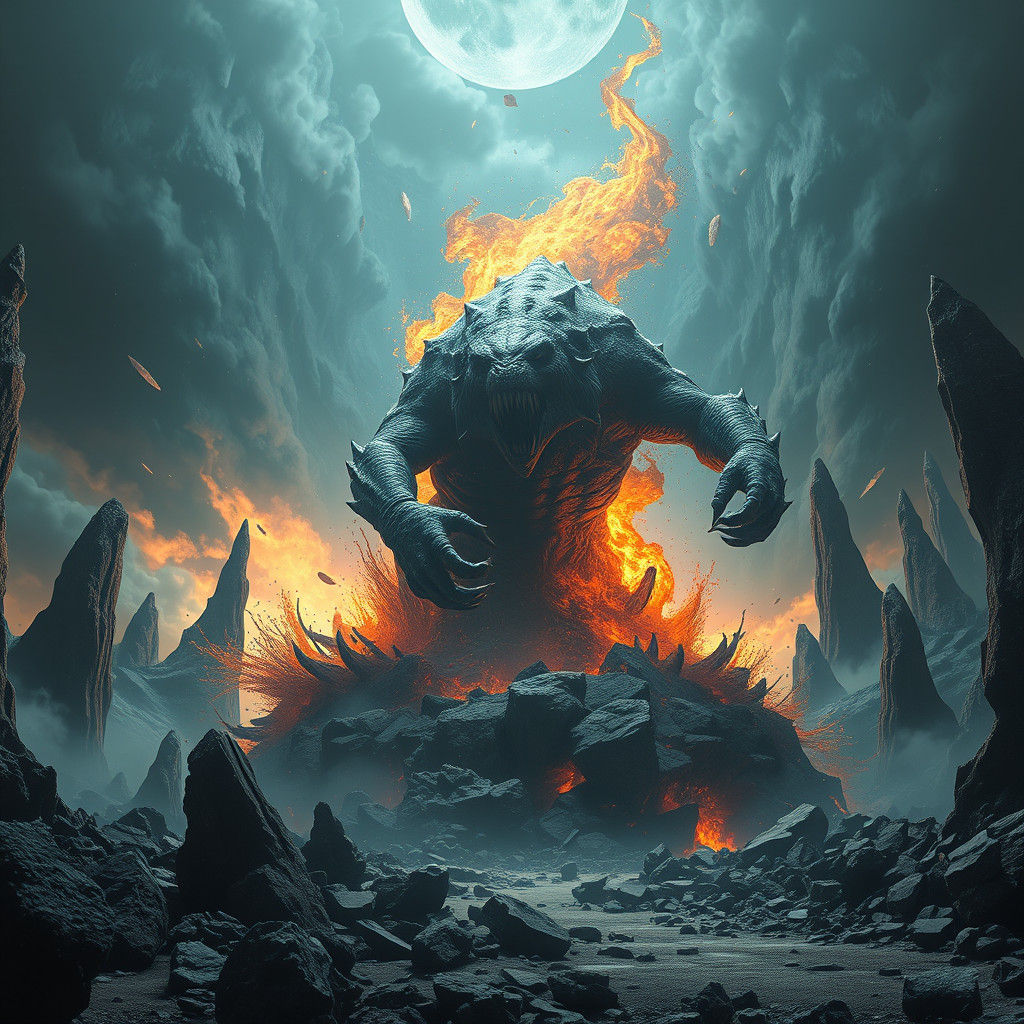 Colossal Being Emerges in Fantasy Concept Art