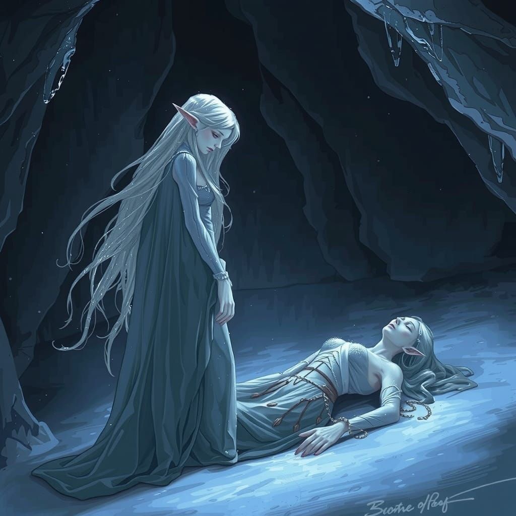 Ethereal Elf Ghost in Icy Cave