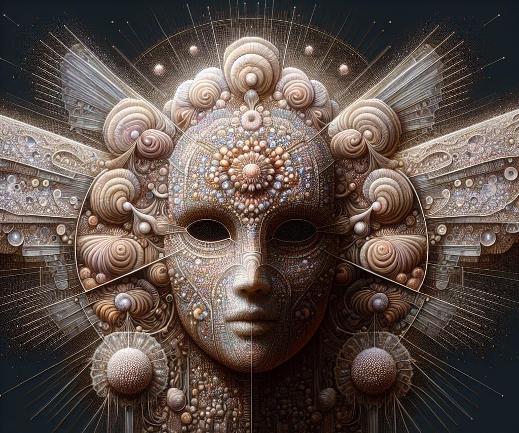 Tourmaline Angel Mask with Latte Inclusions