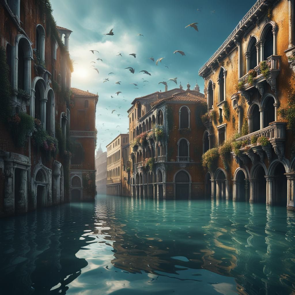 Venice Submerged: A Fantastical Digital Painting