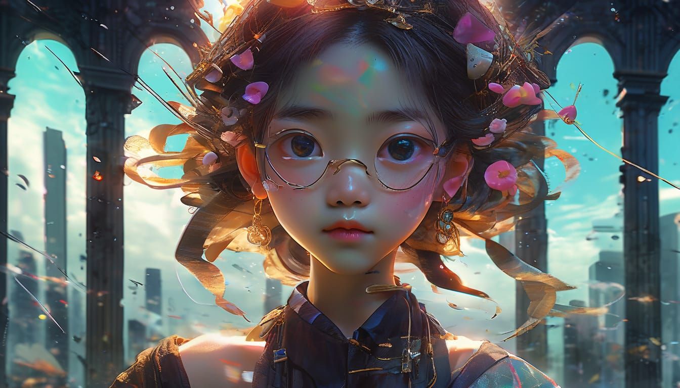 Digital Anime Art with Bold Brushstrokes and Luminous Layers