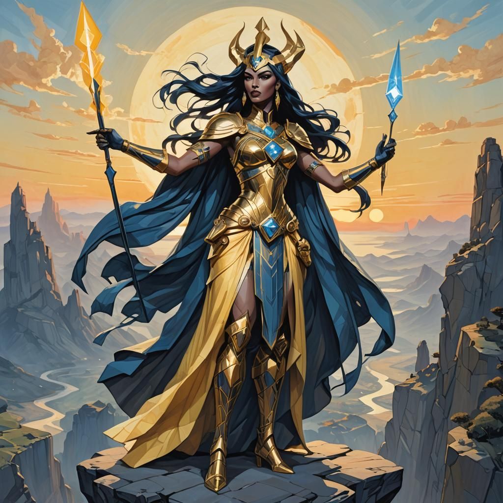 Warrior Goddess at Sunrise: Fantasy Concept Art