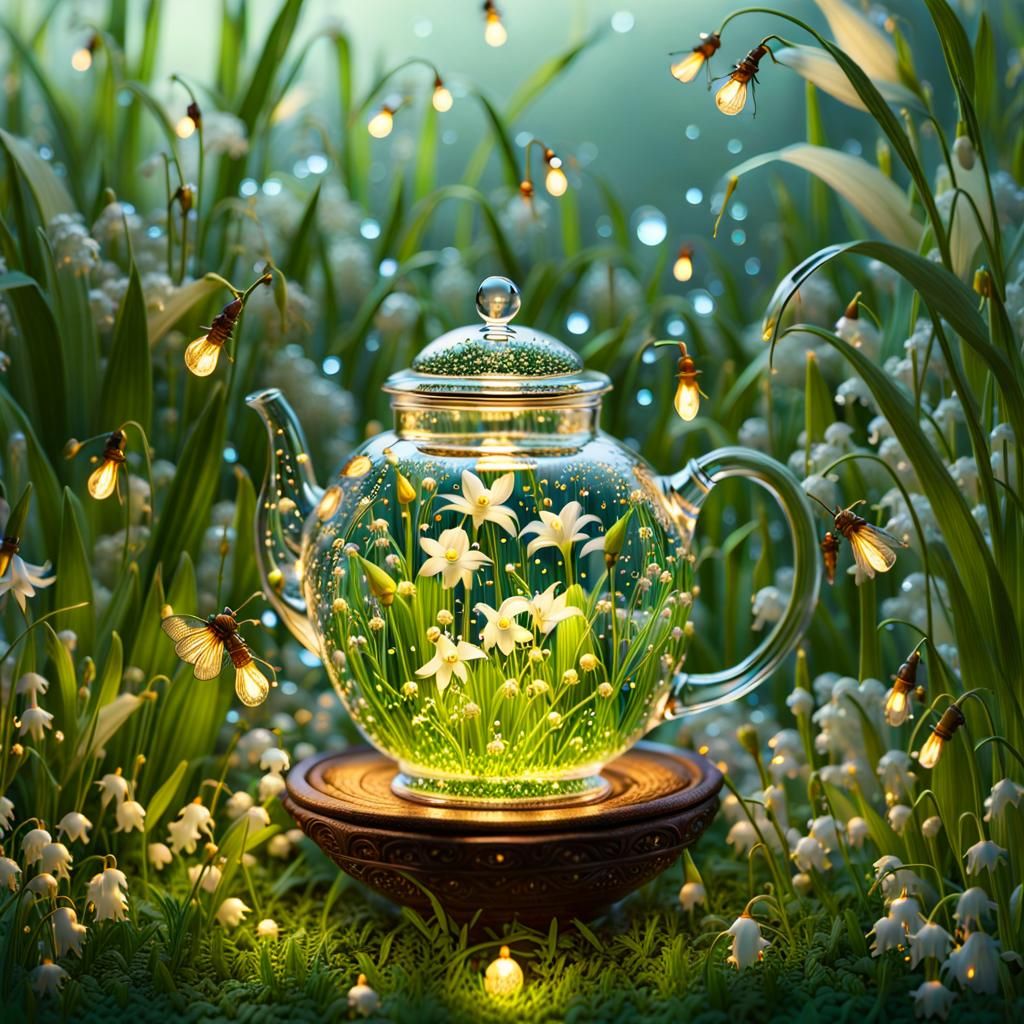 Glass Teapot Fairy Garden: Luminous Miniature Scene