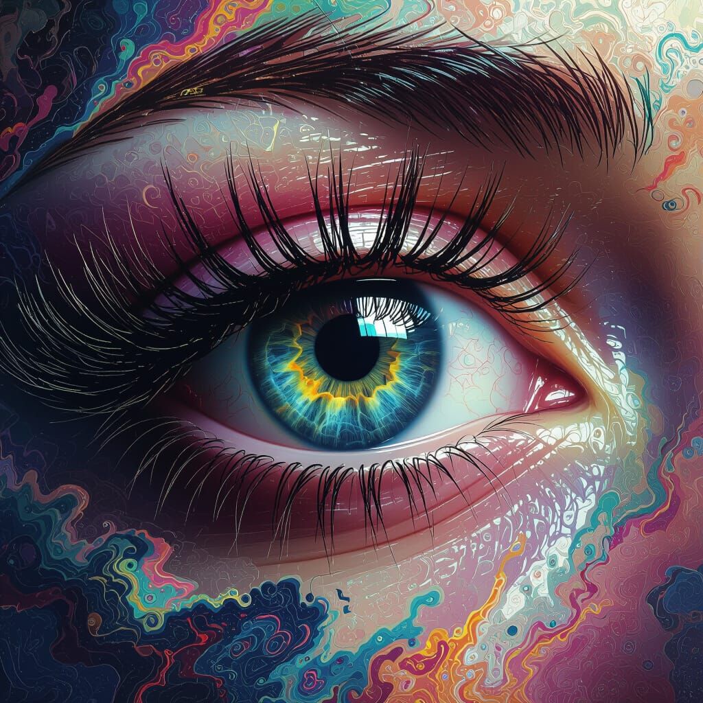Eye in Chaotic Vortex: Surreal Abstract Art