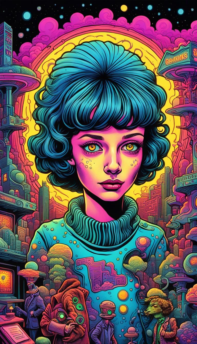 Psychedelic Dreamscape in Cinematic Comic Book Style