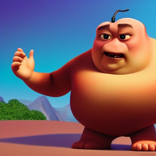 Stylized 3D Rendering of a Heavy-Set Character