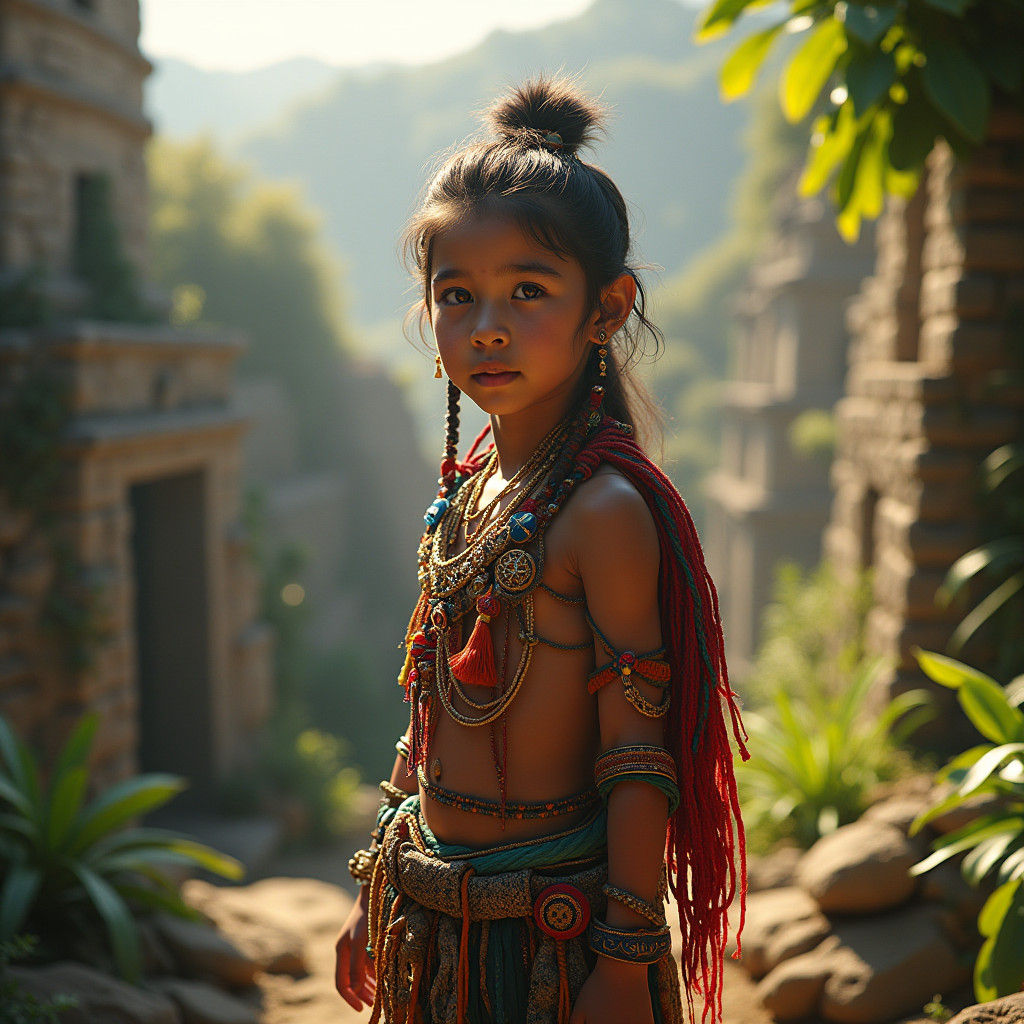 Peruvian Boy in Ancient Incan Cityscape