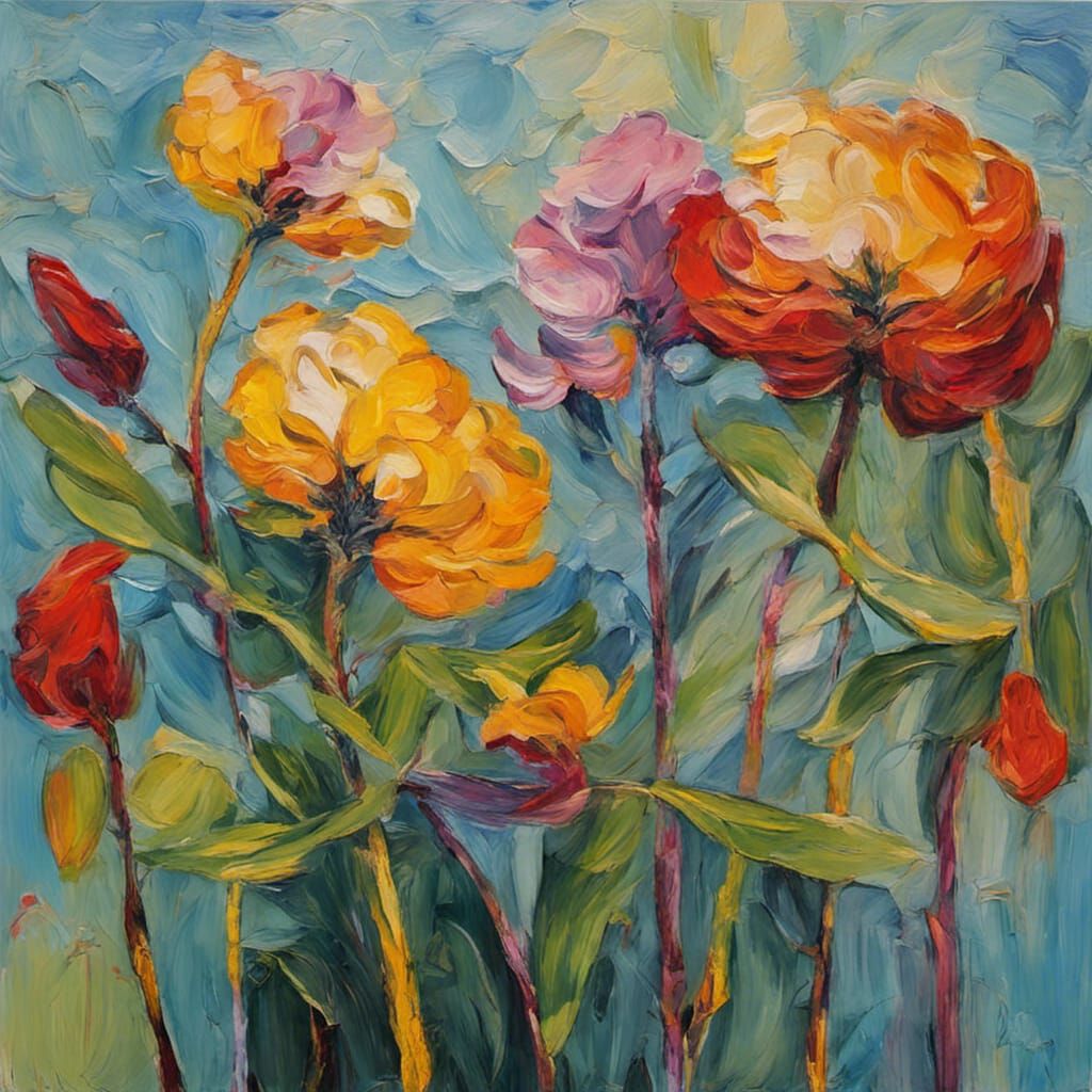 Botanical Minimalist Art in Expressionist Oil Painting