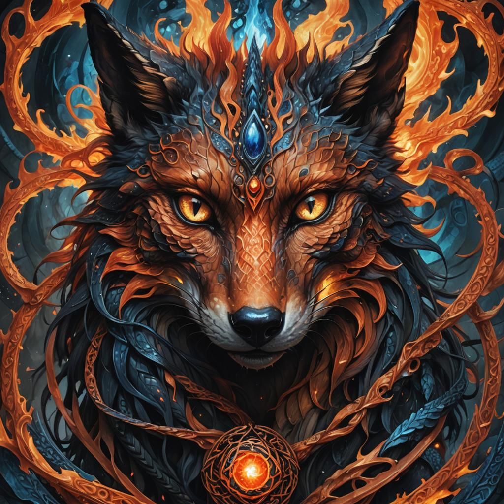 Dragoness with Celtic Knots in Dark Fantasy Style