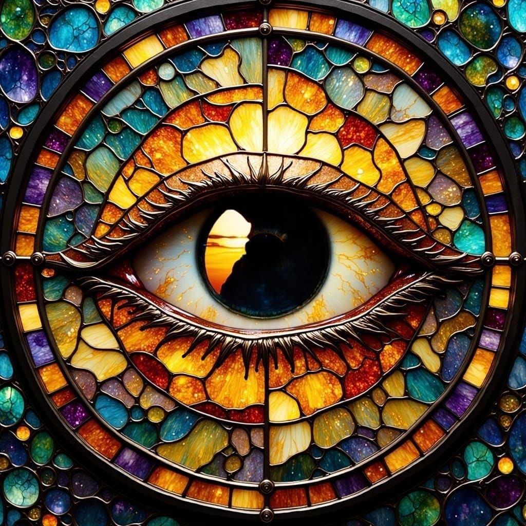 Stained Glass Silhouette of a Beautiful Woman