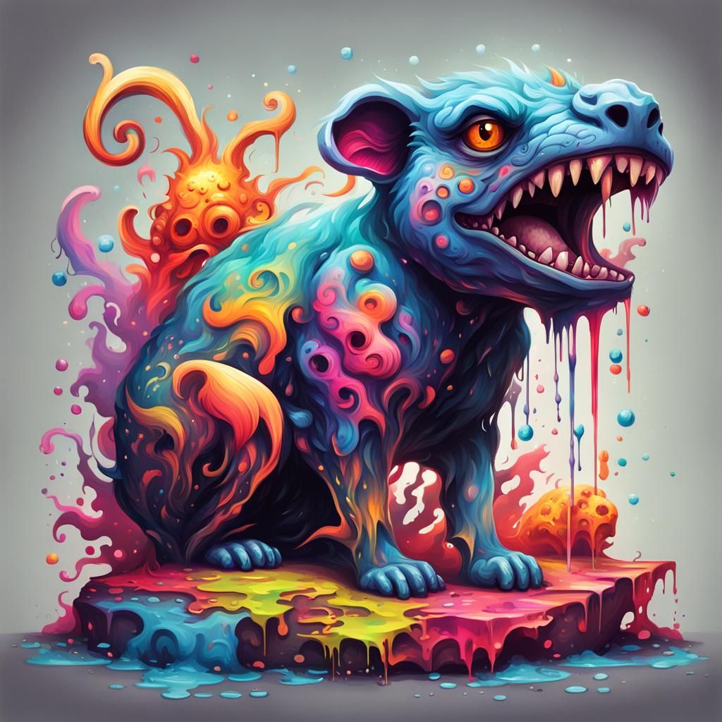 Mythical Graffiti Pet Fusion: Colorful, Ultra Detailed Art