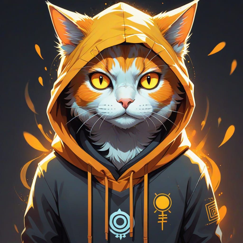 Anime-Inspired Portrait of a Mystical Cat-Owl Hybrid