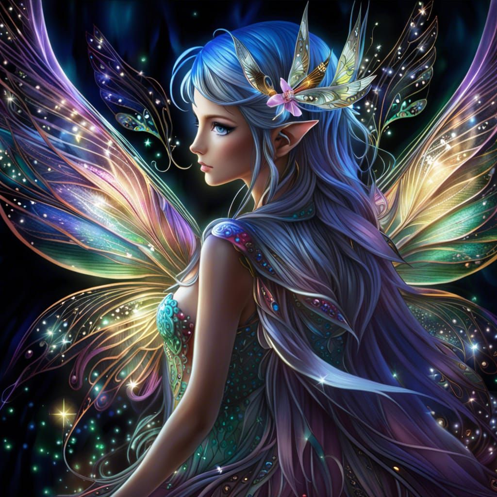 Mystical Winged Fairy in Anime Manga Style
