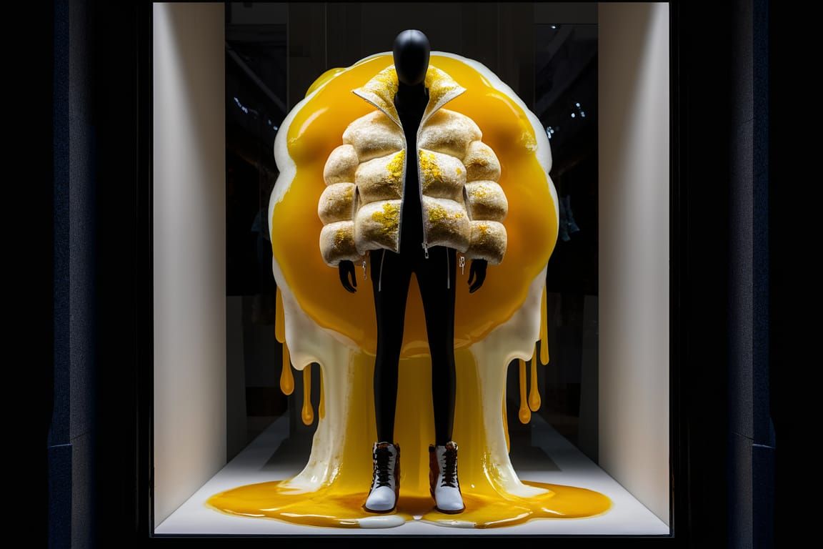 Egg Puffer Jacket: Surreal High Fashion Display