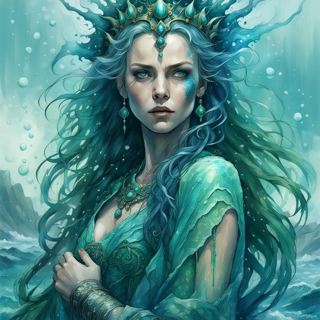 Intricate Sea Queen in Blue and Teal
