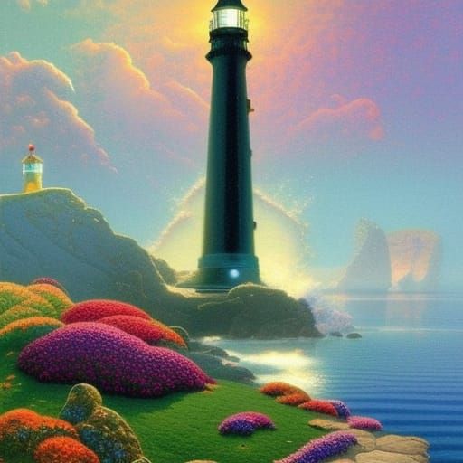 Unique Lighthouse with Citrine, Diamonds, and Floral Design