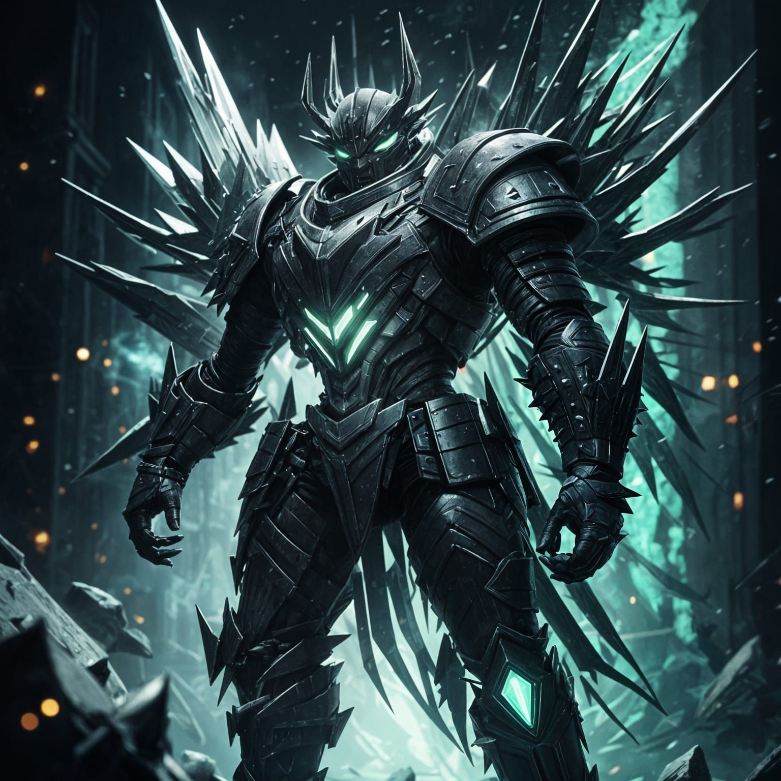 Epic Space God Warrior in Film Noir Style