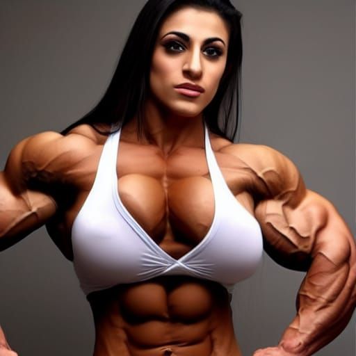 Muscular Arab Female Bodybuilder with Ripped Physique