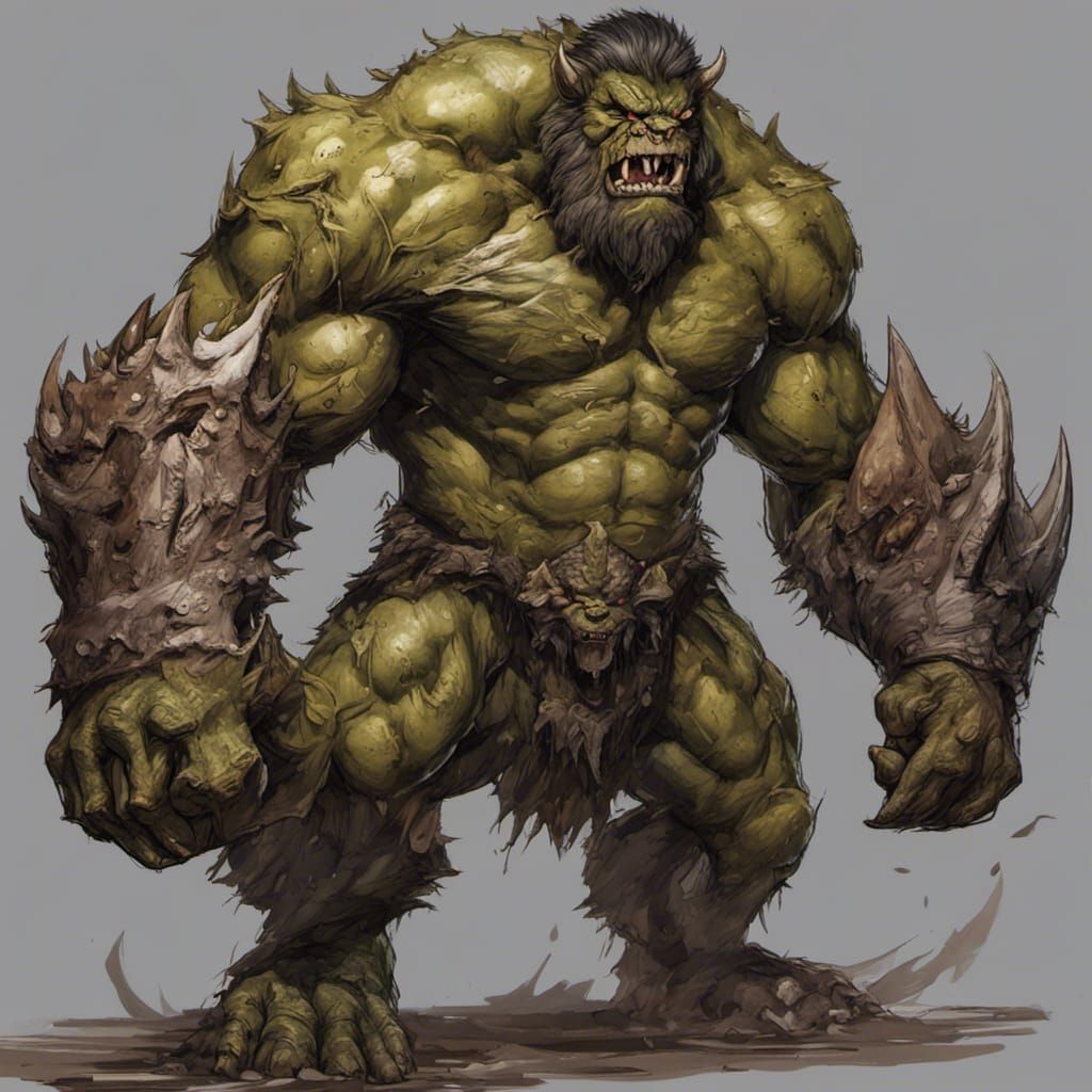 Hyperrealistic Orc Barbarian Warrior with Lion Teeth