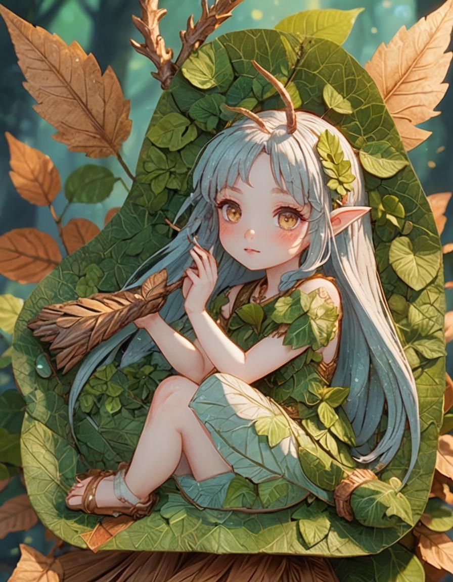 Anime Wood Fairy Portrait in 3D