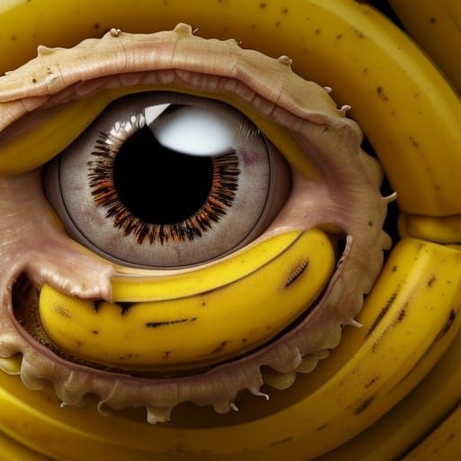 Horrific Eyeball Banana: A Photorealistic Macro Image