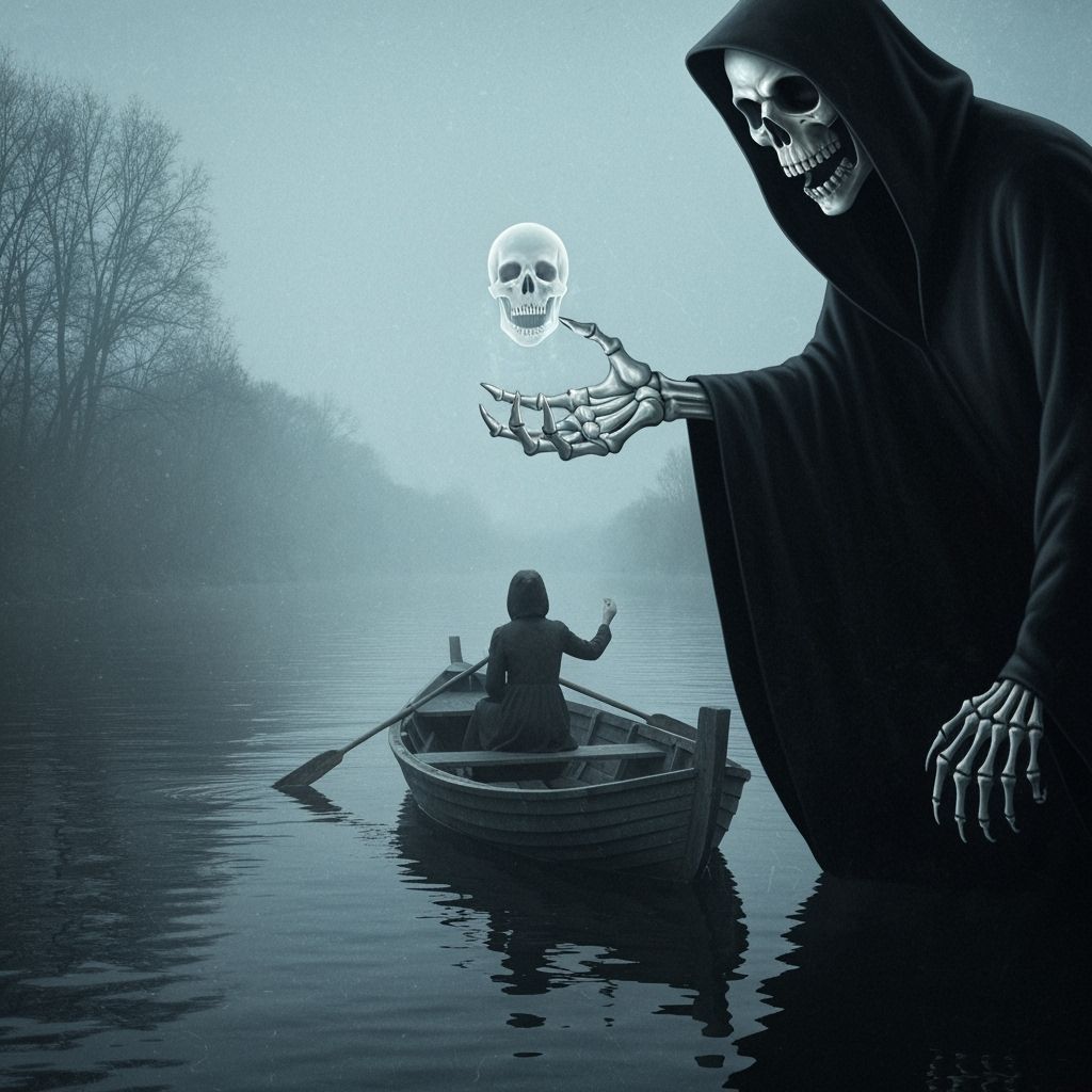 Grim Reaper on Ferry: VHS-Style Gritty Realism