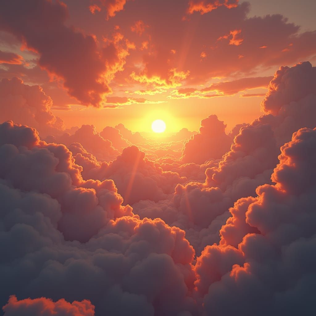 Honey Sunset Clouds: Detailed Matte Painting