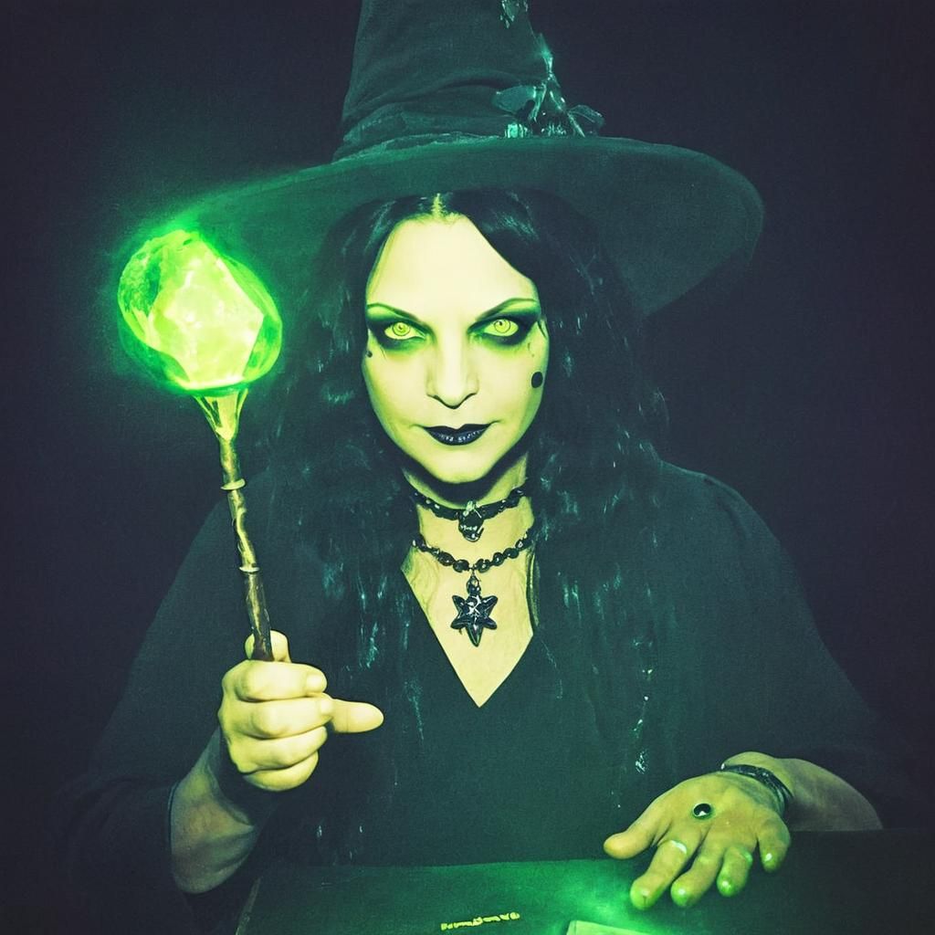 Mystical Witch with Glowing Eyes in Cinematic Style