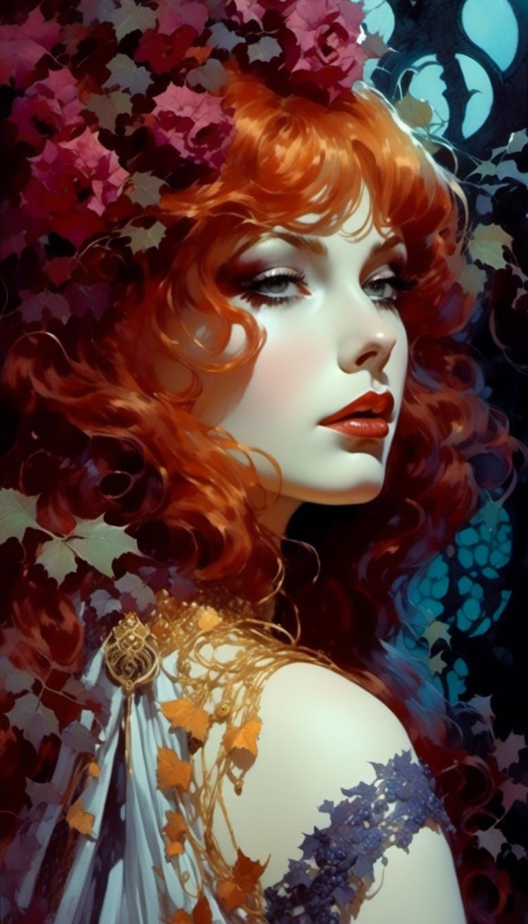 Poison Ivy Portrait in Comic Book Style