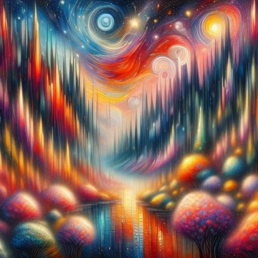 Modern Abstract Chalk Art Enchanted Forest