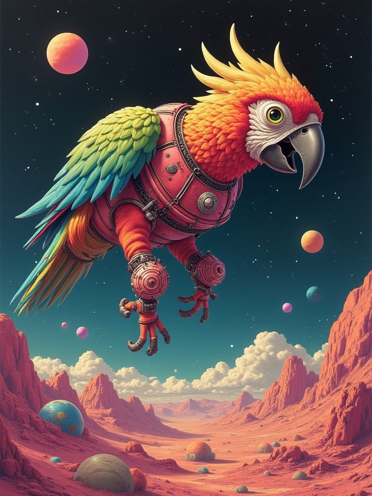 Dreamiful Mechaparrot Eats Planet-Parts