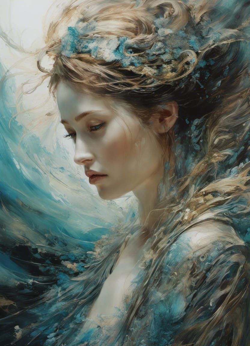 Goddess Dissolving into Smoke: Liquid Ink Art