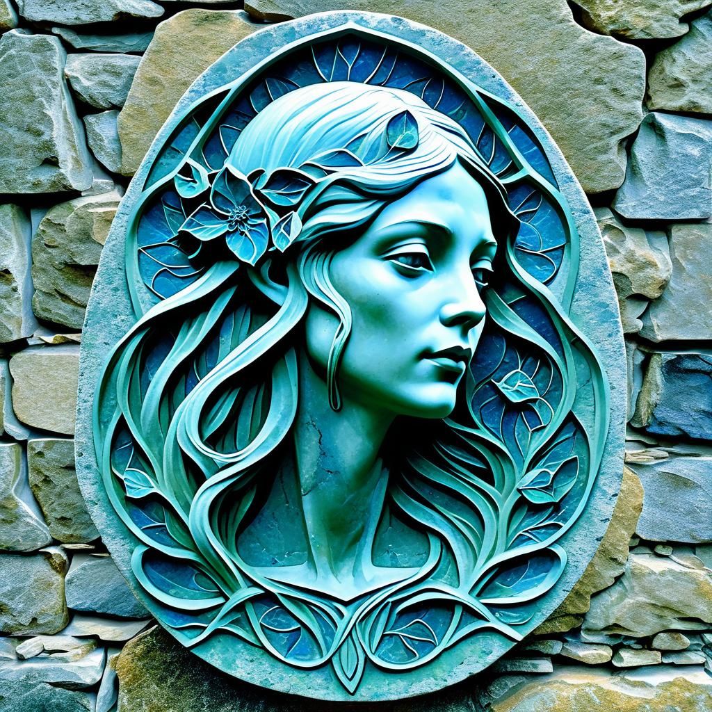Art Nouveau Stone Carving of Galadriel