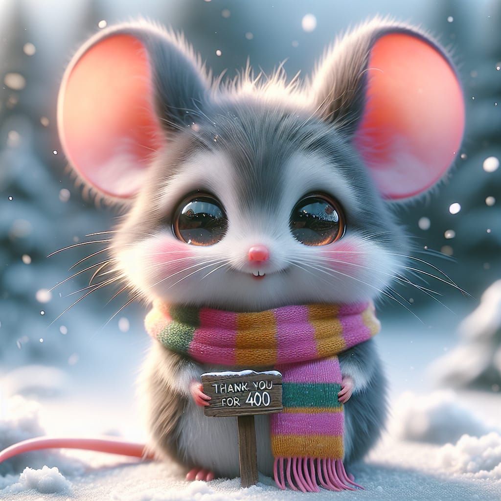 Joyful Mouse in Winter Wonderland