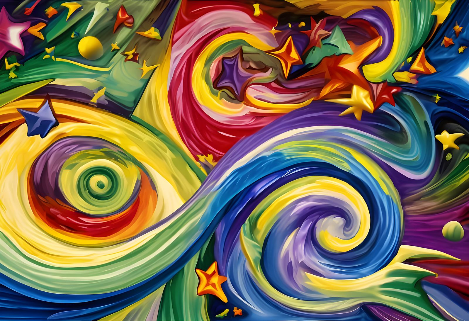 Vivid 3D Vortex Maelstroms of Paint and Plasma with Stars