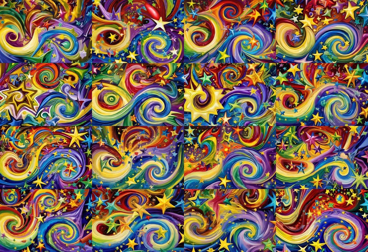 Vivid 3D Paint Maelstroms with Resplendent Stars