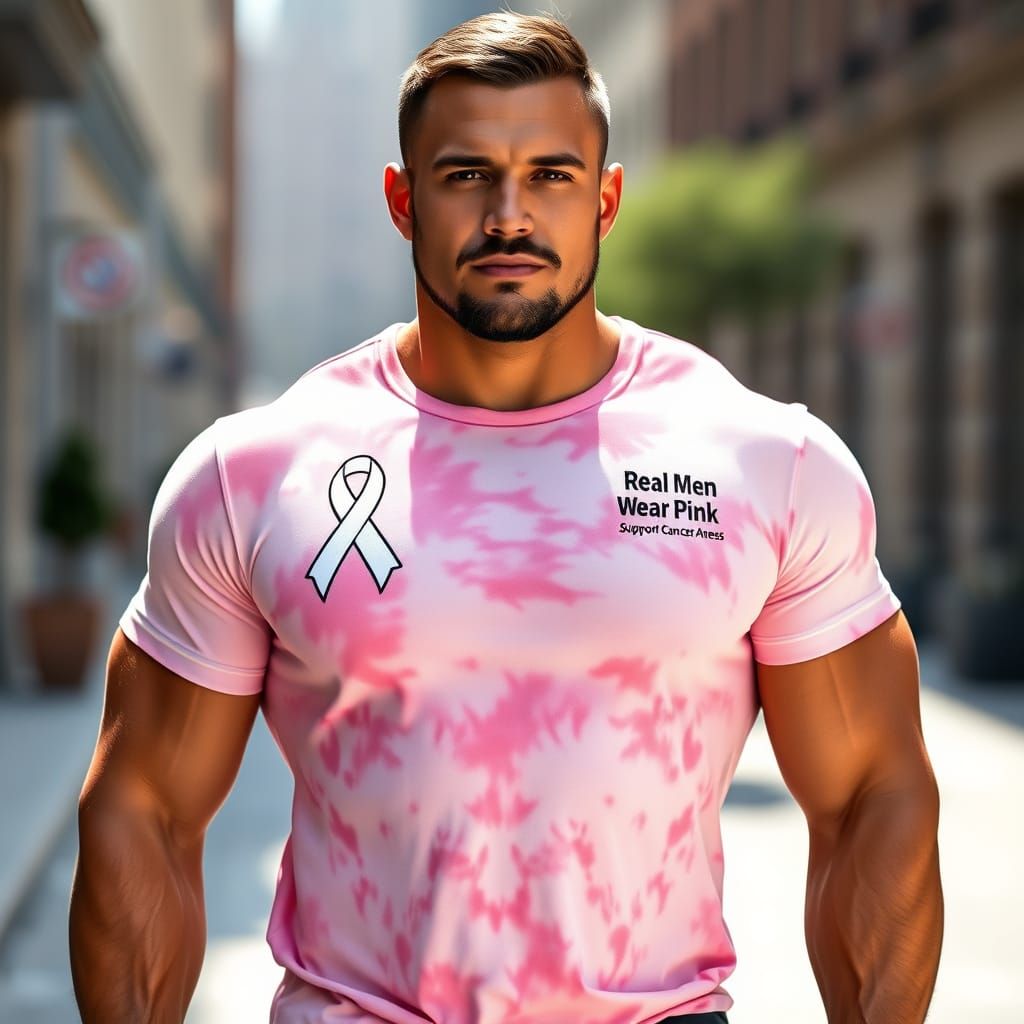 Strong Men in Pink Tie-Dye, Breast Cancer Awareness