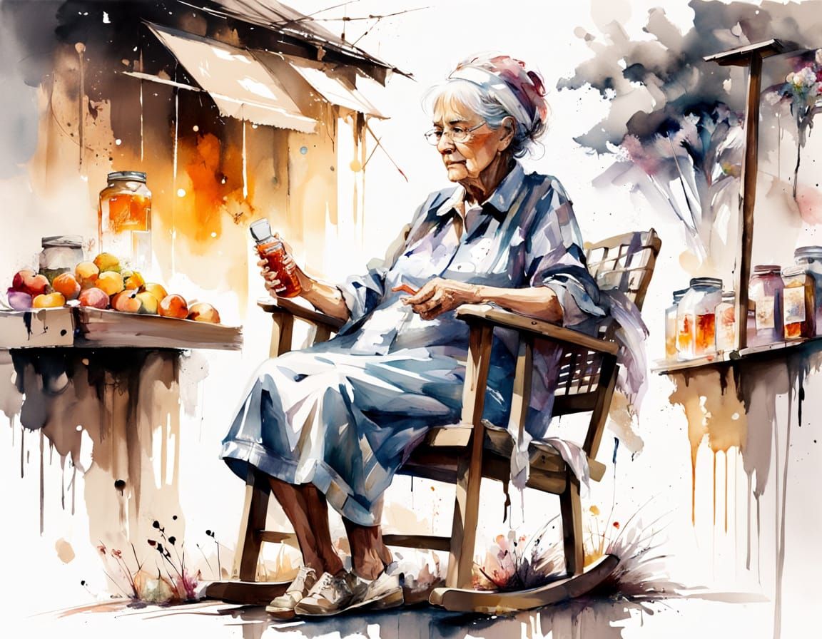 Heartwarming Farmstand Scene in Soft Pastel Watercolor