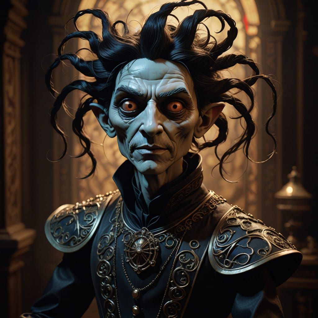 Ethereal Gothic Puppet Portrait in Dark, Muted Colors