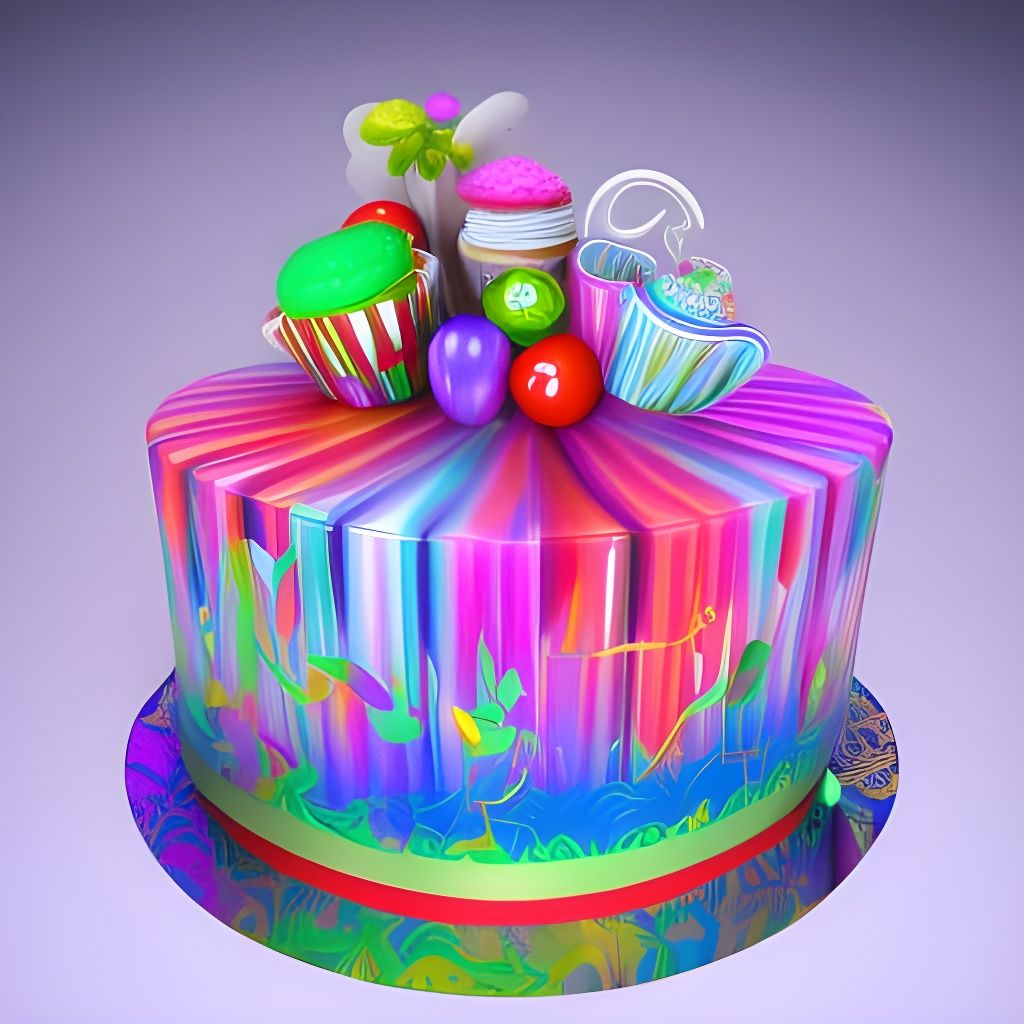 Delicious cake by Lisa Frank intricately detailed Cinema 4D IMAX Horde3D 3ds Max beautiful