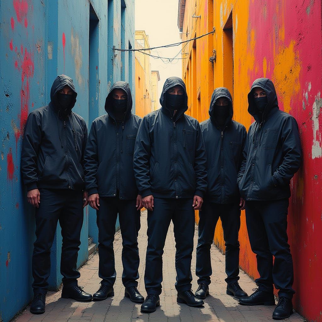 Anonymous Figures in Shadowed Alleyway Art