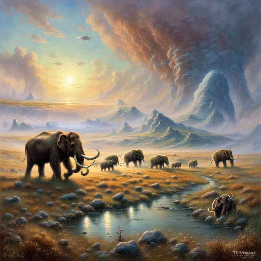 Mammoths and Spaceship on the Steppe