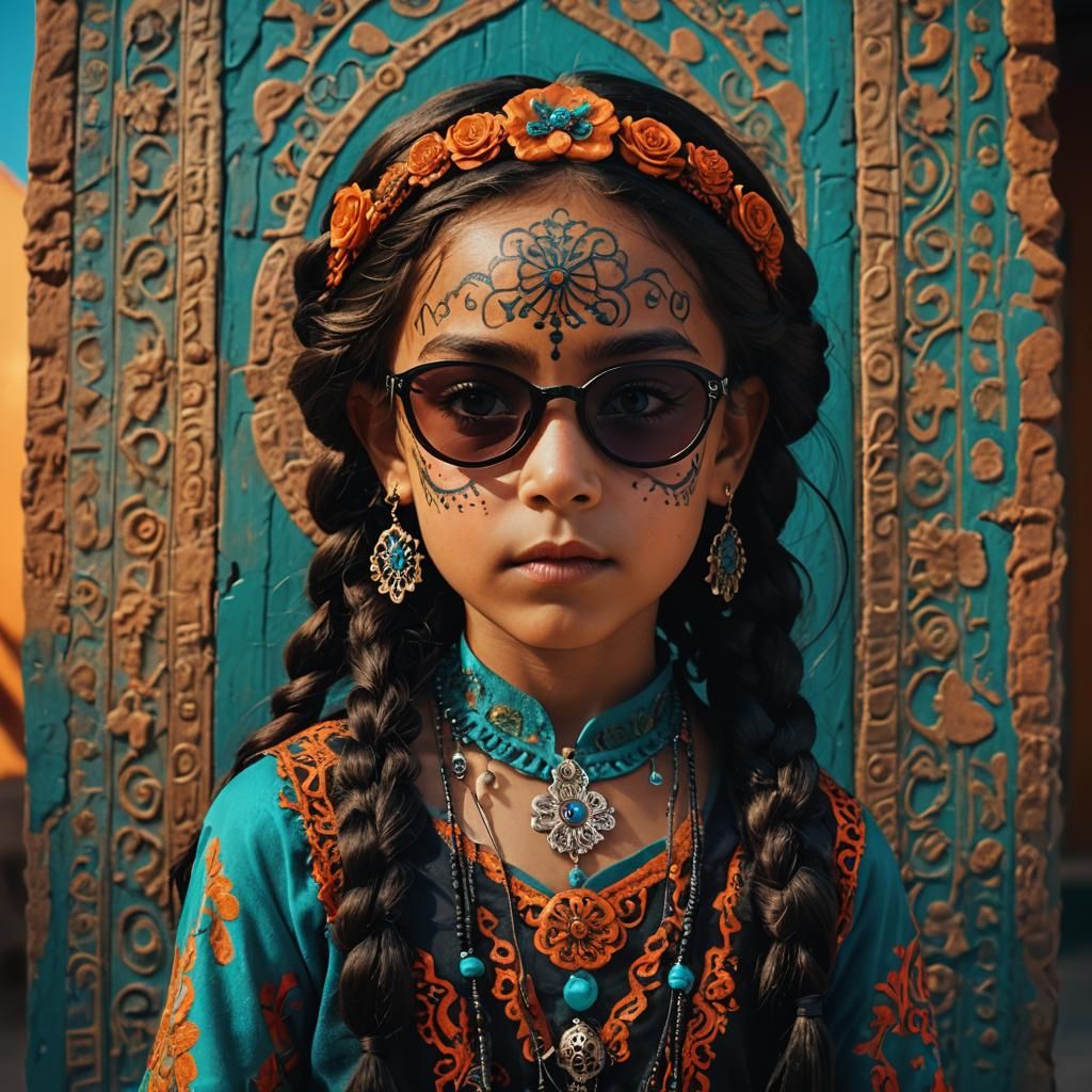 Hyperrealistic Moroccan Girl as Catrina in Cinematic Style